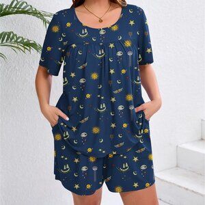 SHOWMALL Starry Sky Pajama Set 3X Navy